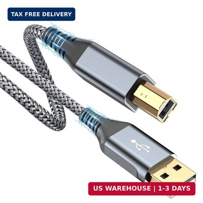 Printer Cable 10ft, USB 2.0 USB-A to USB-B Midi Cable High Speed Nylon Braided C