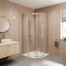 800 x 800mm Quadrant Shower Enclosure Frameless Walk In 8mm Glass Tray & Waste