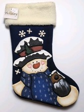 COUNTRY CHRISTMAS STOCKING "SNOWMAN WITH BIRDHOUSE"  18"  NEW  S2 