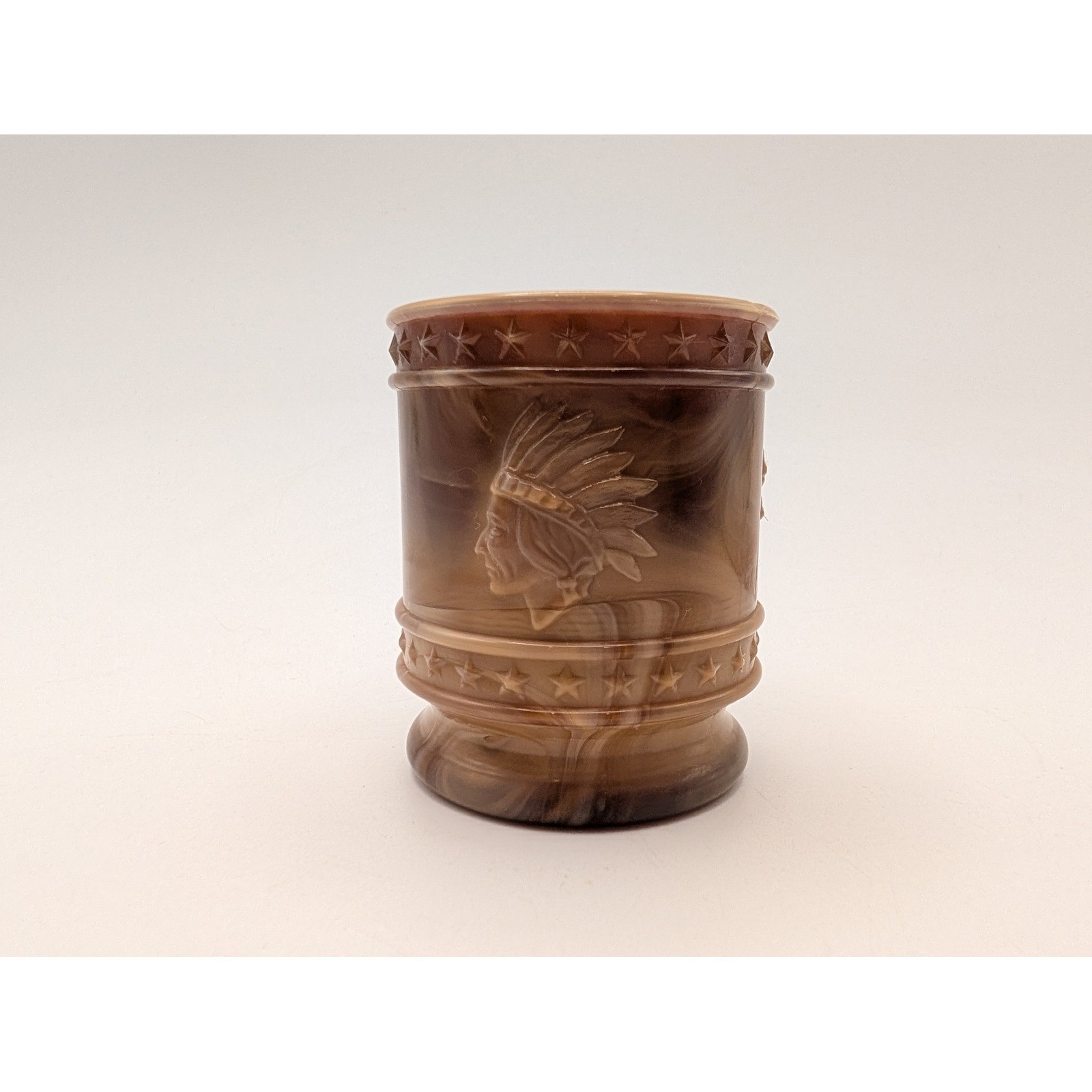 Bob St. Clair Brown Slag Glass Bicentennial Toothpick Holder George Washington