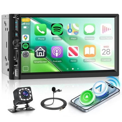Podofo AV7000 Double Din 7'' HD Touch Screen Car Stereo Wireless CarPlay Android