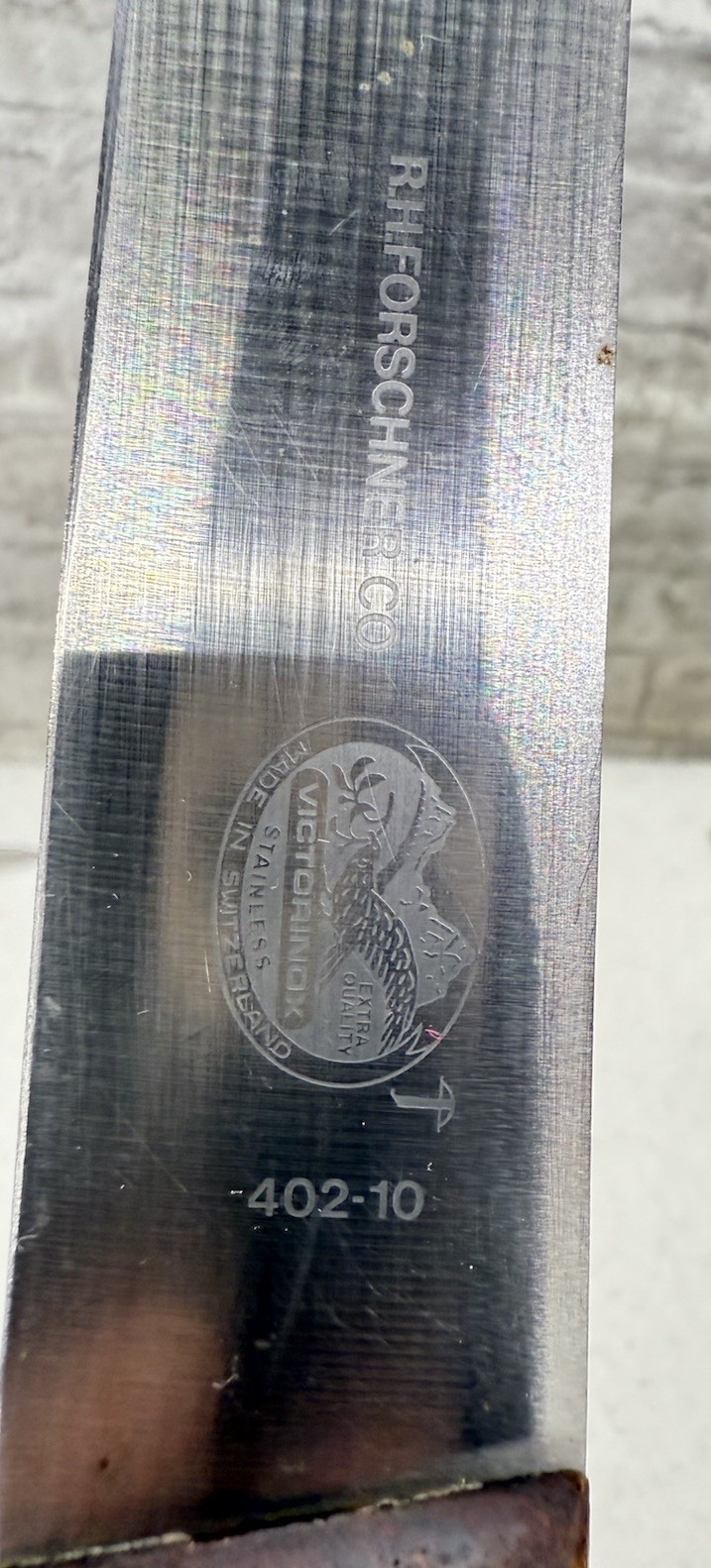 Vintage Forschner Co Victorinox 402-10 Curved Butcher Knife Switzerland Rosewood