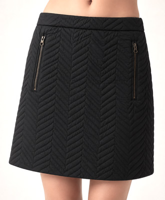 See By Chloe Quilted Chevron A-Line Skirt Work Zip Pockets Black SZ 44 NWT $360
