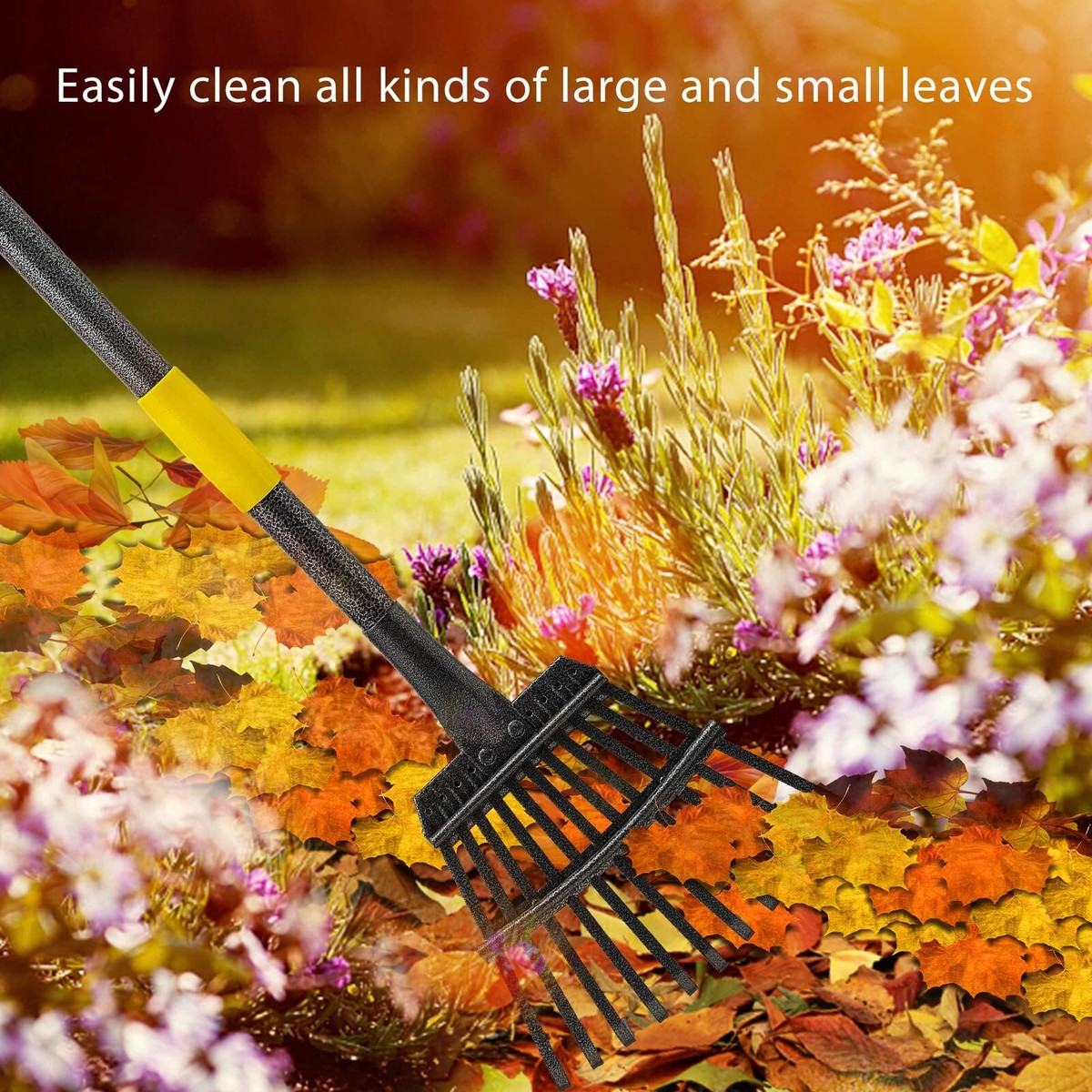 Metal Tine Garden Tool 63 Inch Adjustable Garden Rake - 11 Metal Tines ...