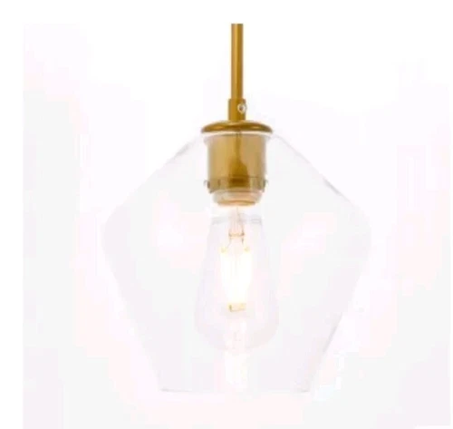 Elegant Lighting Gene Brass Light 8" Wide Mini Pendant w Clear Glass LD2256BR - Picture 2 of 5