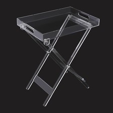 Clear Plastic Acrylic Foldable Table TV Snack Tray Living room Coffee Tea Table