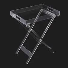 Clear Plastic Acrylic Foldable Table TV Snack Tray Living room Coffee Tea Table