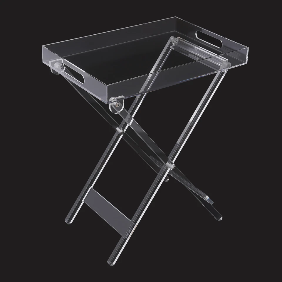 Clear Plastic Acrylic Folding Table TV Snack Tray Living room Coffee Tea Table - Image 4 of 4