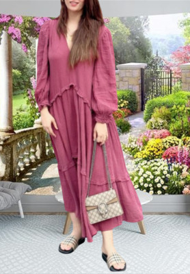 ZARA Oversized Long Plum Tiered Dress sz S,M | eBay