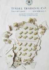 Vintage Antique Cream Buttery Handpainted Glass Bowtie Buttons 1 Doz