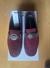 VERSACE (VELVET, SIZE 7.5M, NEW ) LOAFERS w/ EMBROIDERY STRAP 