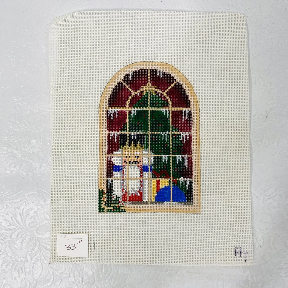 Lot 3 Handpainted Needlepoint Canvas Christmas Nutcracker Ornament on 18 Mesh AT - Image 4 of 4