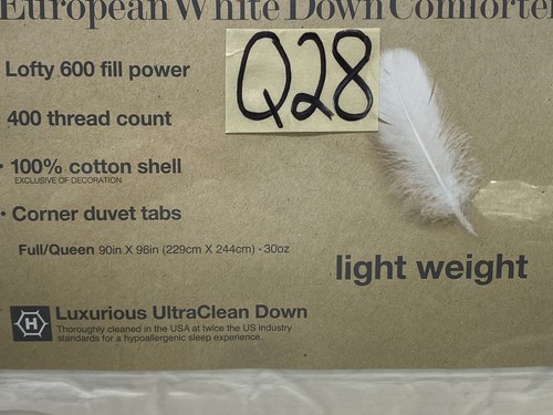 Charter Club European White Down Light Weight Full / Queen Comforter - Picture 3 of 5
