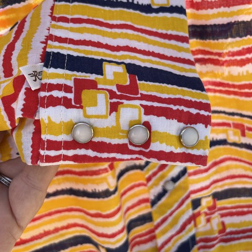 Vtg Ruddock Striped Western Shirt Pearl Snap Cowboy Flying Ranchwear Men’s L 16 - Picture 5 of 6