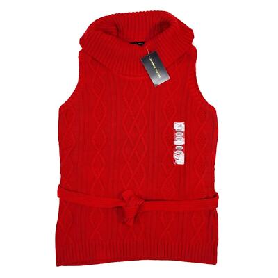 Jeanne Pierre Women's Large Red Turtleneck Cable Knit Cotton