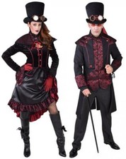 Barock Rokoko Kleid Kostüm Steampunk Herren Damen Gothic Halloween Hut schwarz