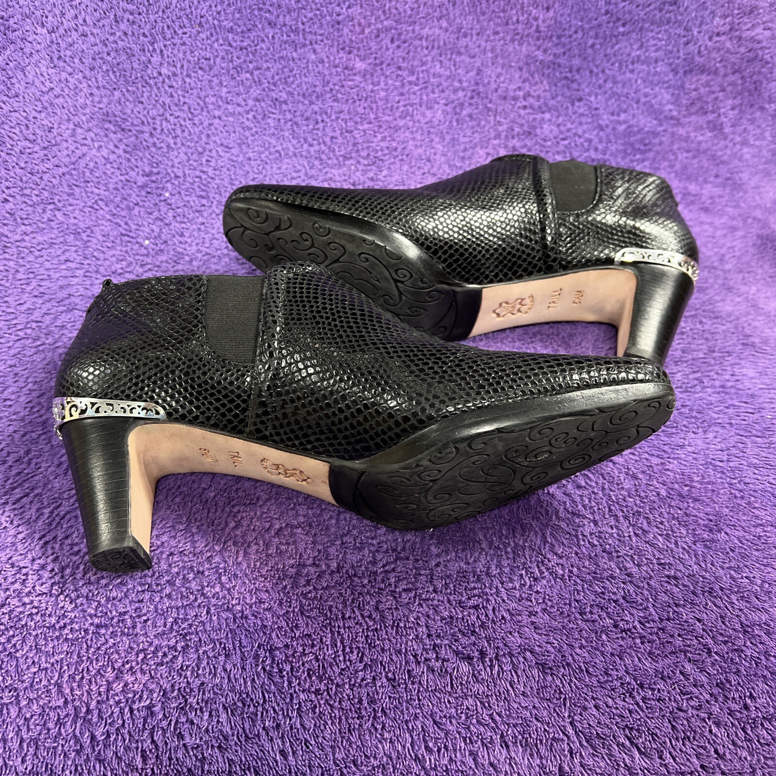 Brighton "Trill" Black Python Leather Booties Boo… - image 5