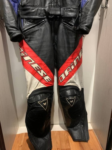 Vintage Dainese Made in Italy Racing Suit Leather Perforated Mens Size 54 Armor - Picture 4 of 14