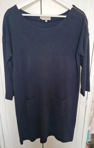 Hobbs Size 12 Blue Zipped Shoulder JUMPER Sweat Dress Womens