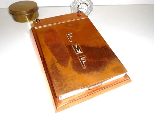 ORIGINAL WINDMILL DIRK VAN ERP BIG COPPER COVERED DESK CALENDAR FROM OLD CHURCH - Picture 2 of 11
