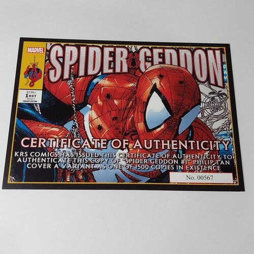 Cómic variante Spider-Geddon #1 Phillip Tan McFarlane homenaje páginas blancas con certificado de autenticidad - Imagen 3 de 8