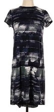 Simply Vera Wang XL Black White Distorted Horizon Short Sleeve T-Shirt Dress NWT