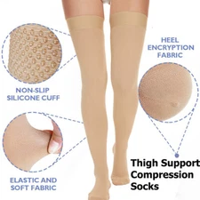 Thigh High Compression Stockings 20-30 mmHg Women Men Support Socks Medical Pain
