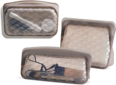 Stylish Taupe Reusable Makeup Bags | Functional 3-Pack with TSA-Friendly Design