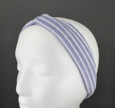 Blue turban twist stretch headband fabric 1.5" wide turband seersucker stripes