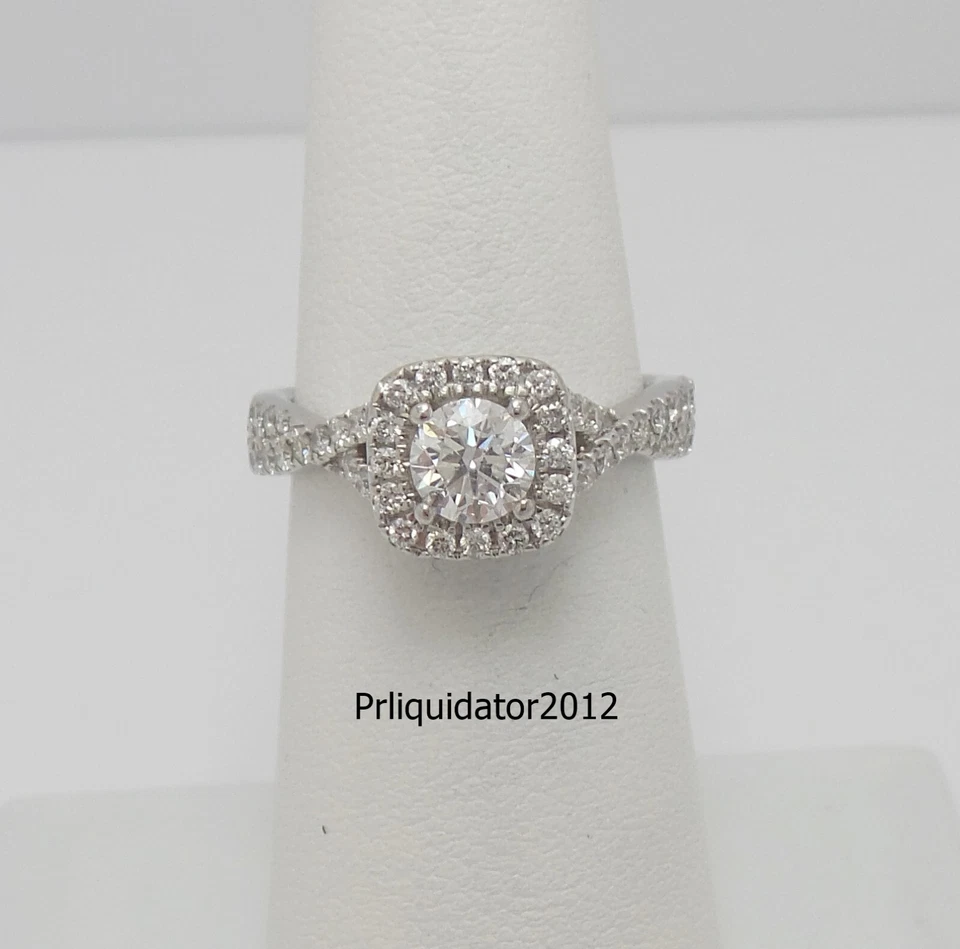 Anillo de compromiso de boda de oro blanco de 14 K Vera Wang Love de diamantes naturales de 1 quilate Foto 2 de 4