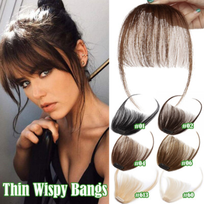 Hand-made 100% Remy Echthaar Pony Air Bangs Clip in Haar Extensions Blond Tresse