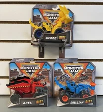 (3X) Monster Jam Dirt Squad Trucks — Axel, Drilliam & Wedge True Metal, SERIES 9