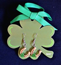 St. Patrick's Day Lucky Horseshoe Earrings NEW