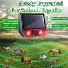 Upgraded Solar Ultrasonic Animal Repellent Dog Cat Skunk Deer Raccoon For Garden