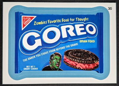 Goreo Oreo Monster 2013 Wacky Packages Topps Blue Sticker Card #30