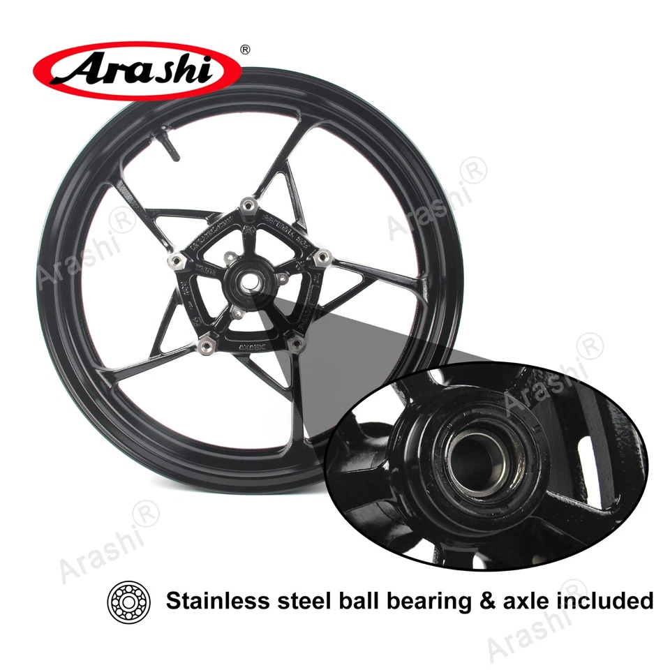 Llanta delantera negra brillante 17x3,5"" apta para Kawasaki Ninja 650 Z650 2017-2023 2018 Foto 3 de 4