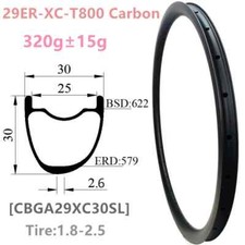 Cerchi MTB 29er Carbonio Tubeless Asimmetrici Bici 30mm Larghezza 25mm Profondità 28H