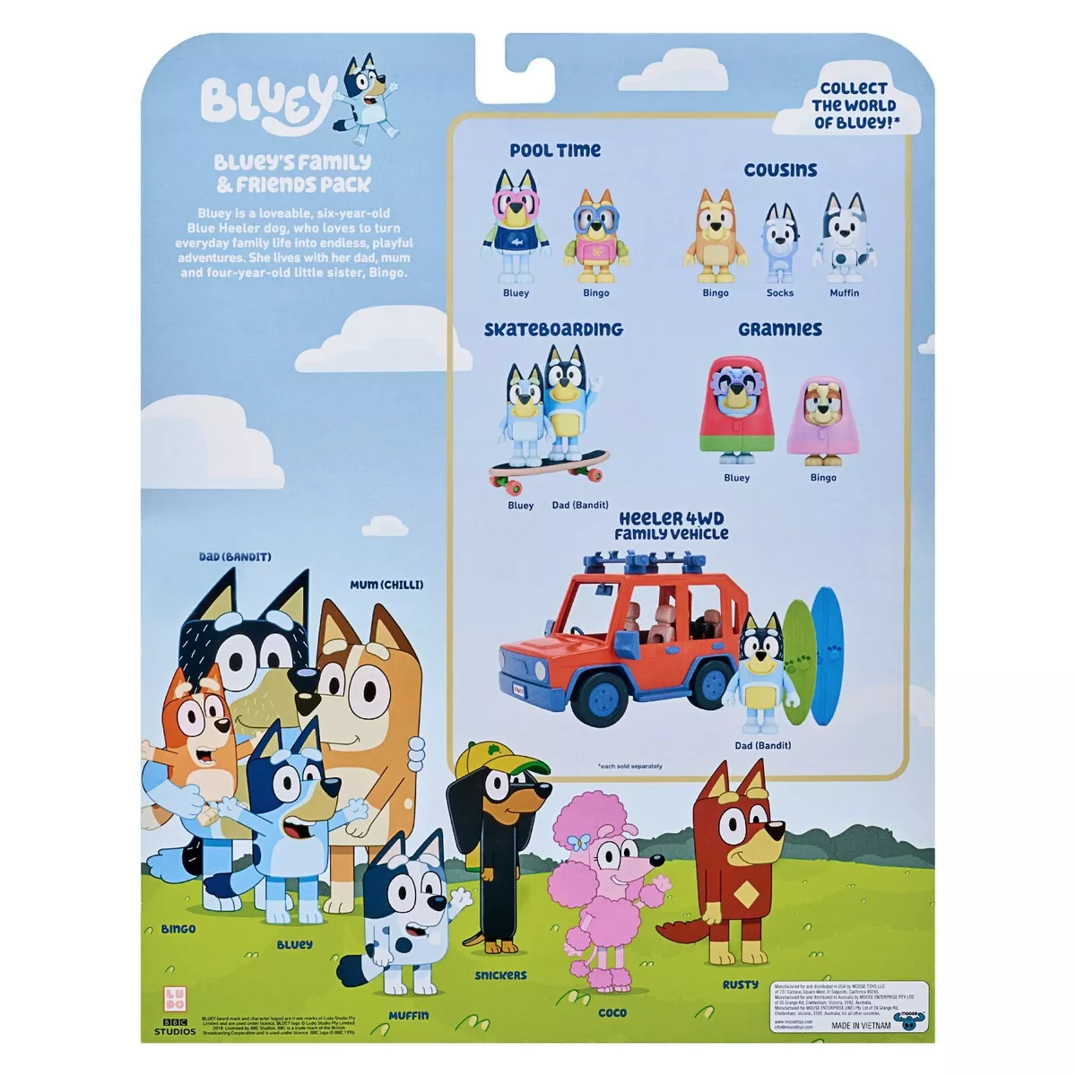  BLUEY Family and Friends Figure 8-Pack: Articulated 2.5 Inch  Action Figures, Bingo, Bandit (Dad), Chilli (Mum), Coco, Snickers, Rusty  and Muffin Official Collectable Toy : Everything Else