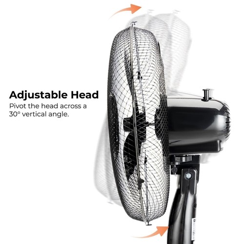 Confezione da 2 piani ventilatore a piedistallo oscillante elettrico 3 velocità 16 pollici nero - Foto 5 di 8