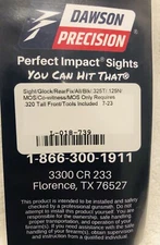 Dawson Precision Carry Optic Fixed Rear Sight for Glock MOS, 018-739, Insert #8