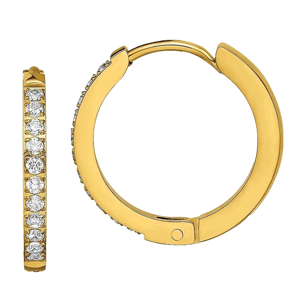 Aro de Acero Inoxidable Cristal Pendientes de Moda