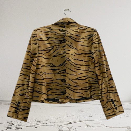 Harve Bernard Faux Fur Jacket Women Size 8 Petite Animal Print - Picture 4 of 21
