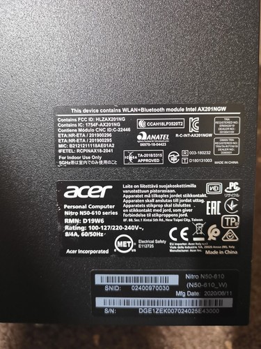 Acer Nitro N50-610 1TB SSD+ 1TB HDD Intel Core i7-10400F 8GB RAM RX 480 8GB - Picture 8 of 10