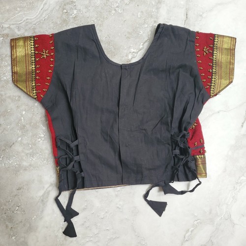 Indian Sari Saree Blouse Top Bollywood Red Black Gold Girls Youth Size 28" Bust - Picture 2 of 8