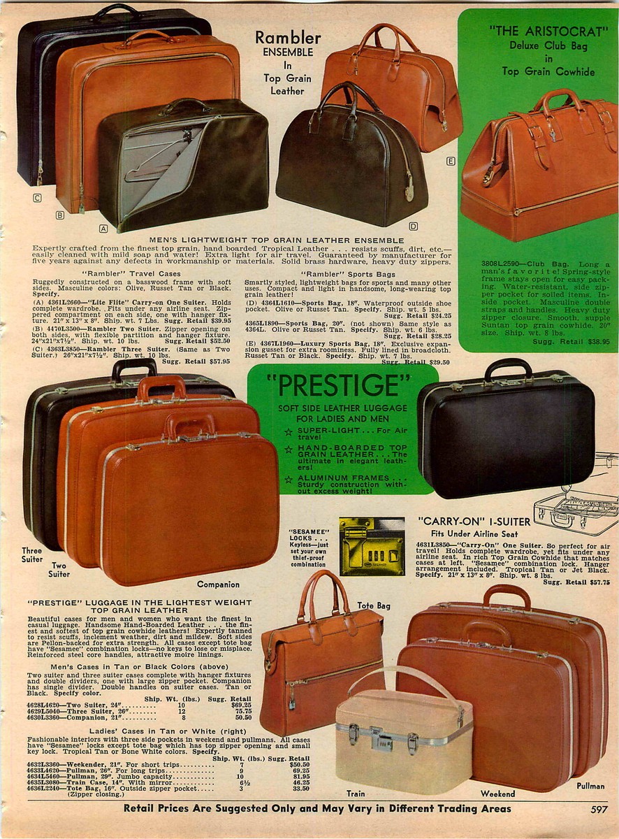 1967 ADVERT Hamilton Leather Luggage Sets Saxony Ensemble Cowhide