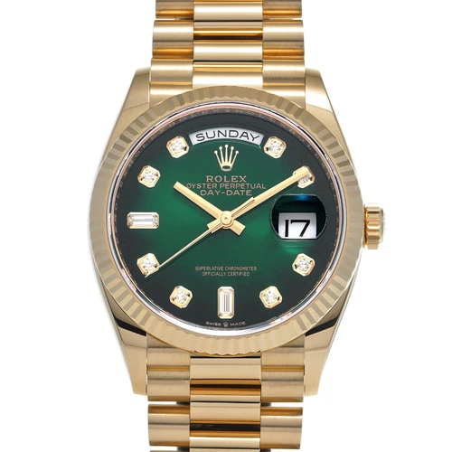 ROLEX Day-Date 36 128238A Green ombre/diamond WATCH 660468