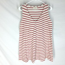 Madewell Mitered Stripe Tank Dress Size Small Red Stripe V-Neck Linen Blend