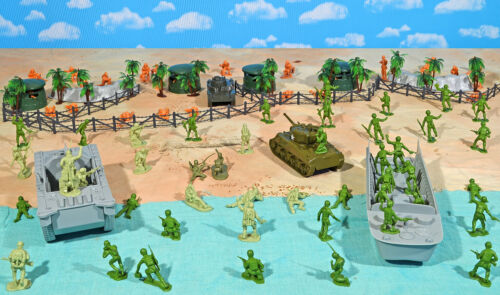 WWII Pacific Campaign Playset #1 - "Beach Landing" - 54mm Plastic Toy Soldiers - Picture 1 of 5