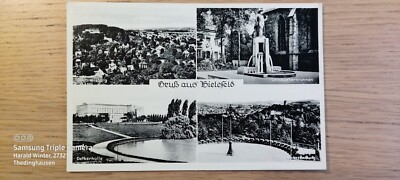 Postcard Bielefeld Johannisberg Leineweberbrunnen Oetkerhalle ungel _.