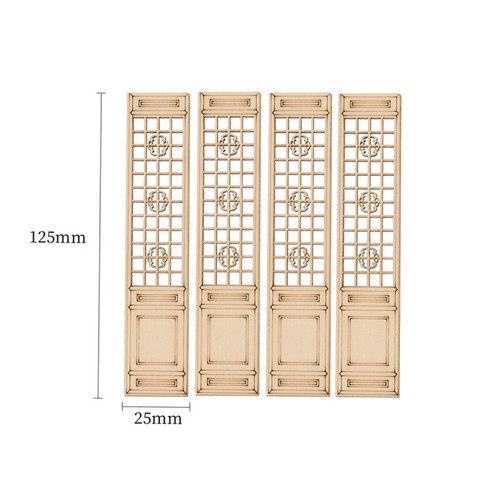 1Set 1:12 Scale Dollhouse Miniatures Japanese-style Screen Unfinished Furniture - Picture 5 of 7